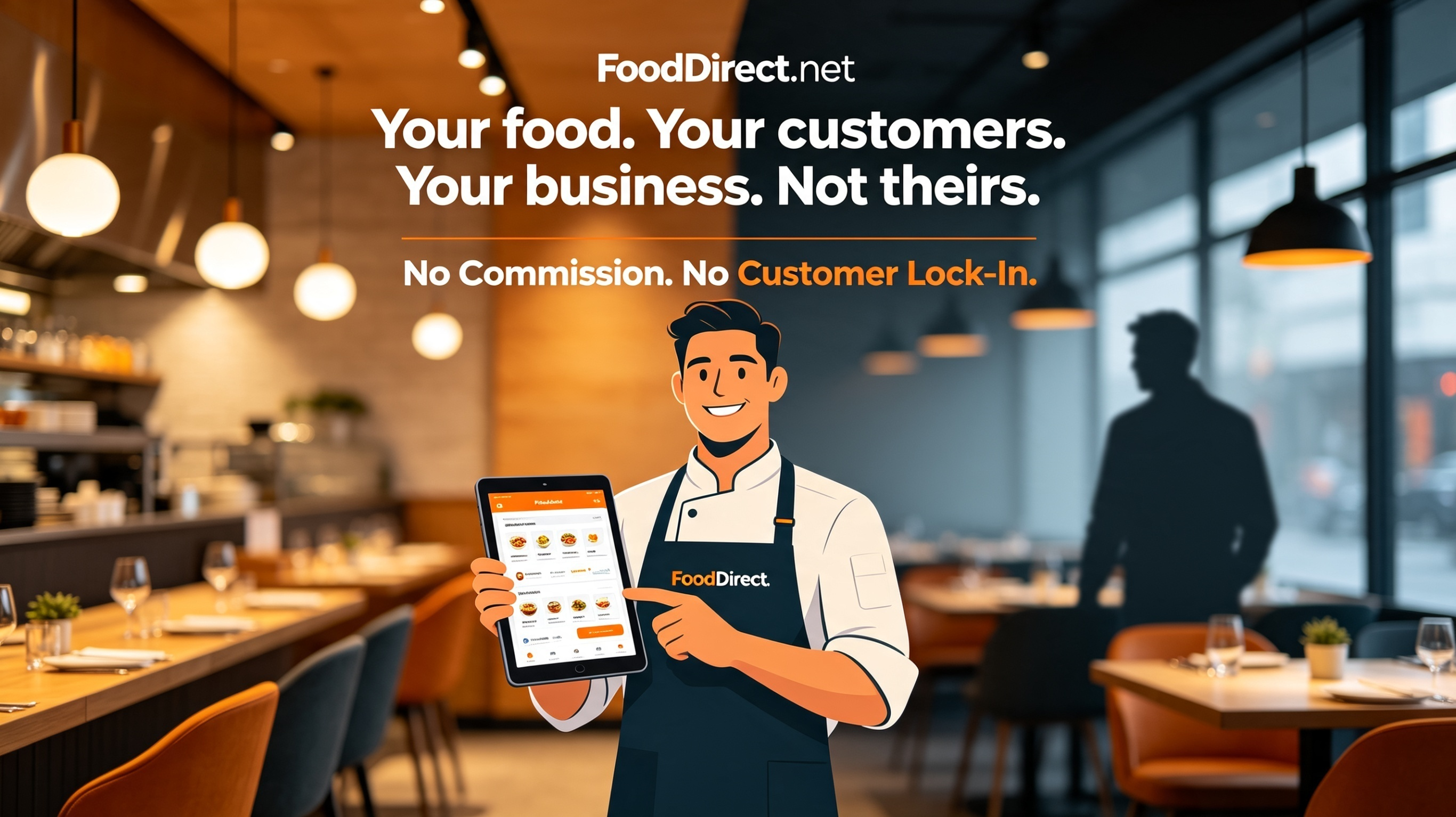 Your food. Your customers. Your business. Not theirs. No commission. No customer lock-in.